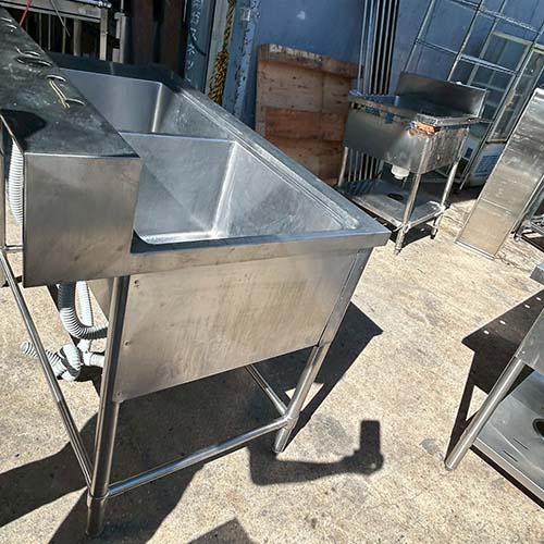 二槽ソイルドシンク(引っ掛け右) BGあり 業務用 中古/送料別途見積