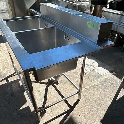 二槽ソイルドシンク(引っ掛け右) BGあり 業務用 中古/送料別途見積