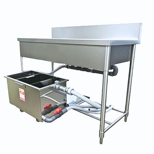 2GT-126【テンポス】グリストラップ付二槽シンク 幅1200×奥行600×高さ