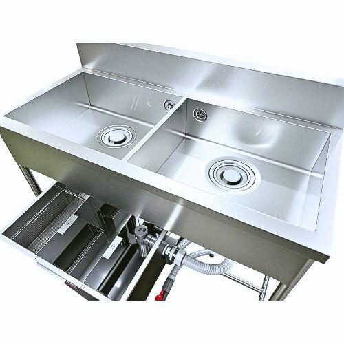 ★ 引取歓迎！クリナップ製 業務用 ステンレス二槽式シンク ★ 2GT-126【テンポス】グリストラップ付二槽シンク 幅1200×奥行600×高さ