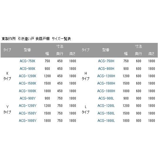 ACS-900L【東製作所】食器棚 幅900×奥行900×高さ1800mm【業務用/新品/送料別】の画像