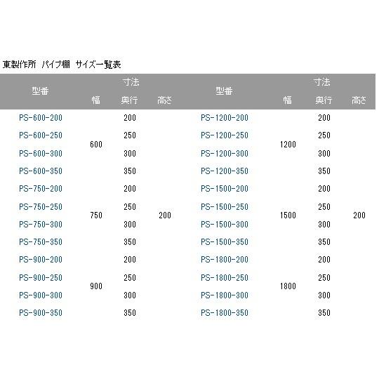 パイプ棚 東製作所 PS-600-250 幅600×奥行250×高さ200mm 送料無料 業務用 新品｜inbis｜02