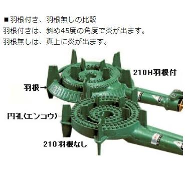 鋳物コンロ　二重　羽根付　五徳セット　全長495×直径330×高さ120(mm)　業務用　種火付　新品　TS-210HPS　送料無料