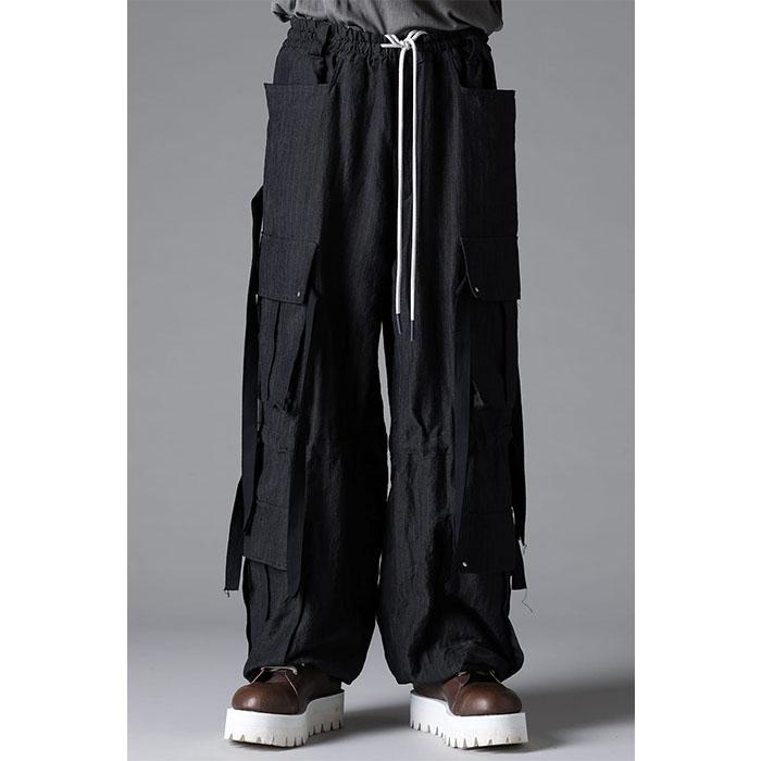 エーエフアーティファクト A.F ARTEFACT CARGO WIDE WITH HANGINGSTRAPS PANTS black afartefact-ag-13058の画像