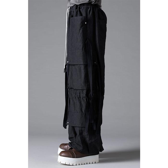 エーエフアーティファクト A.F ARTEFACT CARGO WIDE WITH HANGINGSTRAPS PANTS black afartefact-ag-13058の画像