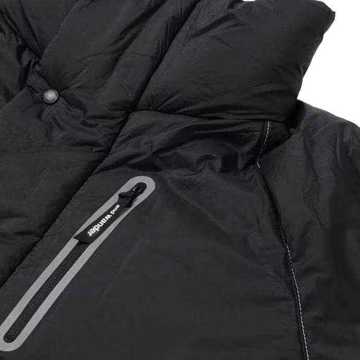 and wander アンドワンダー PRIMALOFT rip coat black andwander