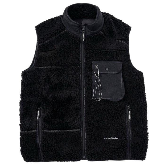 and wander フィールドベスト アンドワンダー 黒 Amazon.co.jp: and wander アンドワンダー フィールドベスト ブラック