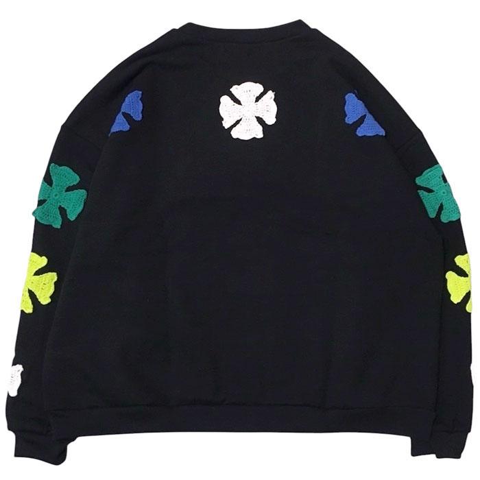 DISCOVERED ディスカバード IRON CROSS CROCHET SWEAT black x DISCOVERED ディスカバード IRON CROSS CROCHET SWEAT black x