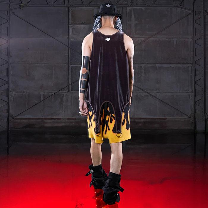コンダクター el conductorH COTTON KNIT FLAME PATTERN SHORTS black 