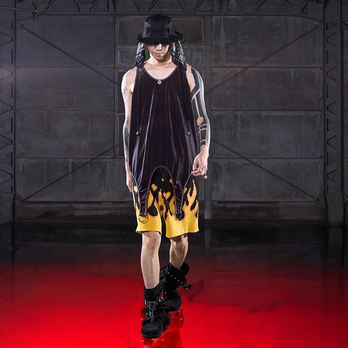 SALE セール】コンダクター el conductorH COTTON KNIT FLAME PATTERN 