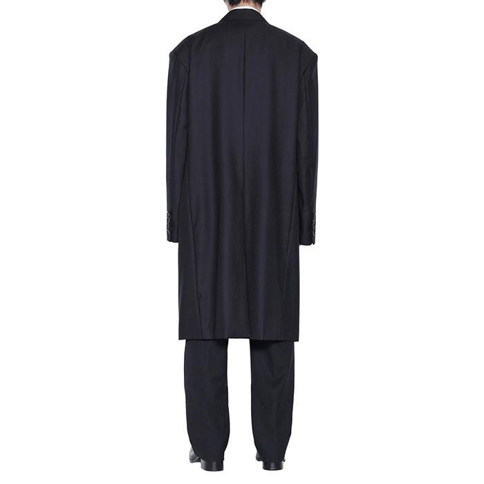 即日発送可能 ジョンローレンスサリバン JOHN LAWRENCE SULLIVAN Shadow stripe wool double breasted coat black stripe JLS-1A001-0224-01