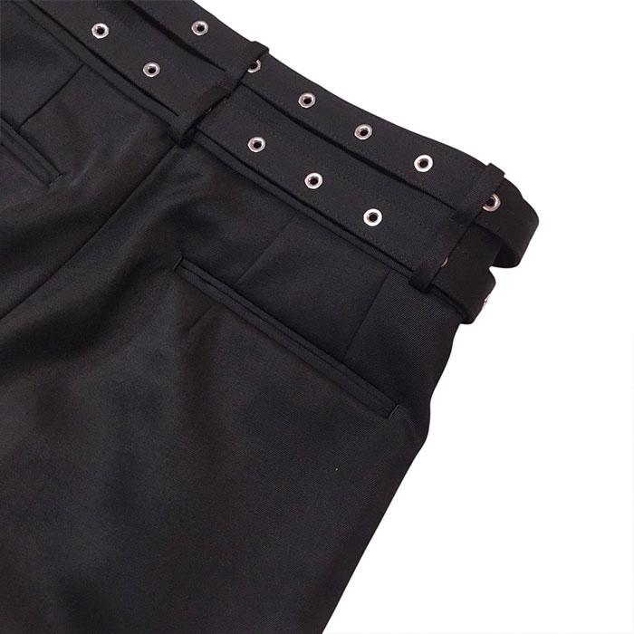 ジョンローレンスサリバン JOHN LAWRENCE SULLIVAN Wool gabardine double belt trousers black JLS-2A002-0126-06の画像
