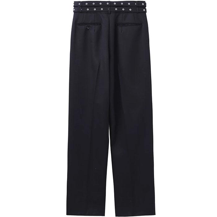 ジョンローレンスサリバン JOHN LAWRENCE SULLIVAN Wool gabardine double belt trousers black JLS-2A002-0126-06の画像