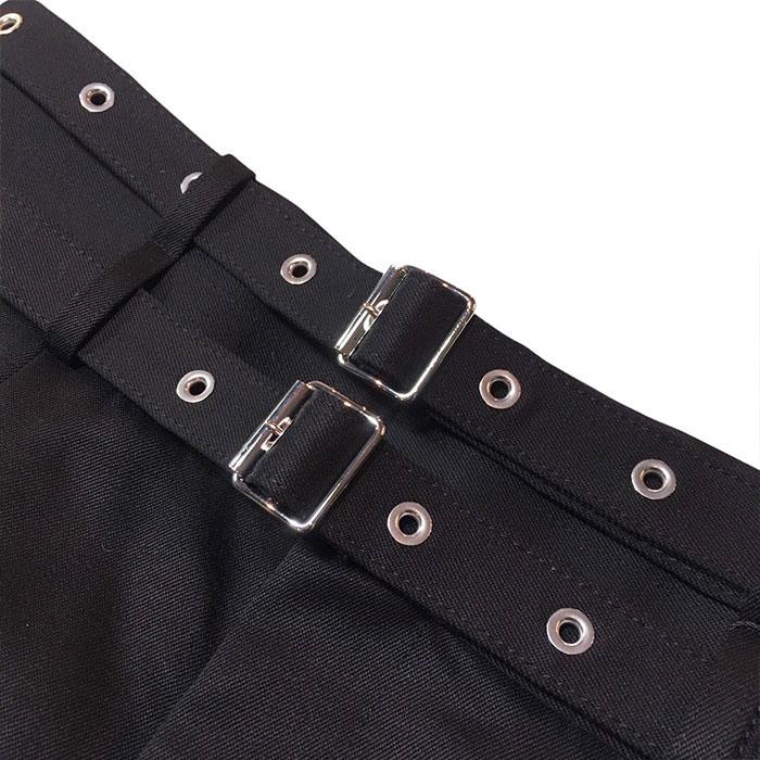 ジョンローレンスサリバン JOHN LAWRENCE SULLIVAN Wool gabardine double belt trousers black JLS-2A002-0126-06の画像