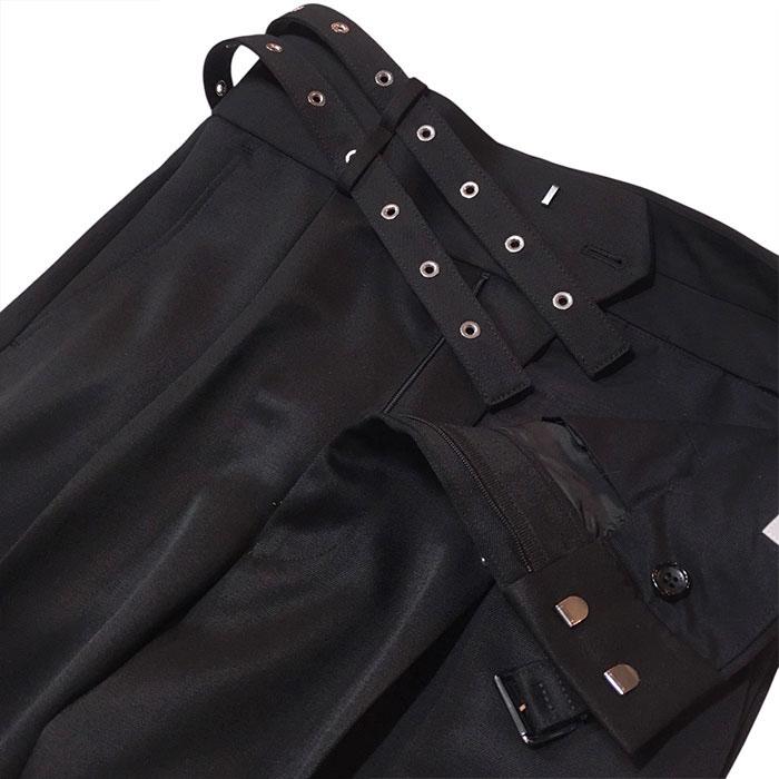 ジョンローレンスサリバン JOHN LAWRENCE SULLIVAN Wool gabardine double belt trousers black JLS-2A002-0126-06の画像