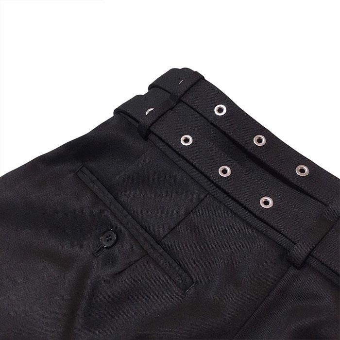 ジョンローレンスサリバン JOHN LAWRENCE SULLIVAN Wool gabardine double belt trousers black JLS-2A002-0126-06の画像