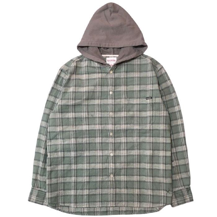 トップス KAMIYA Hooded Check Shirt RED M MAGCOMSEN Flannel Hoodie for Men Long Sleeve Flannel Shirts