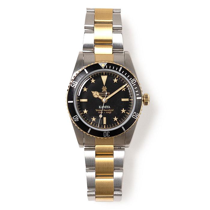 お*け様 美品 VAGUE WATCH CO KAMIYA ゴールド G14VA KAMIYA カミヤ KAMIYA VAGUE WATCH CO. x KAMIYA Diver's Watch gold