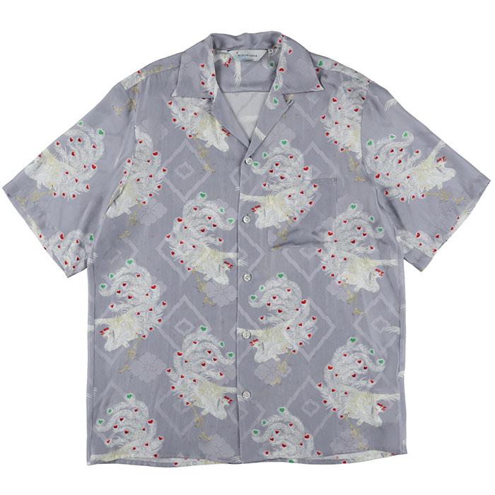 ニポアロハ NIPOALOHA SILK CUPRO SHORT SLEEVE ALOHA SHIRT PHOENIX x LIGHT PERPLE NIPOALOHA-N26-SCSH04