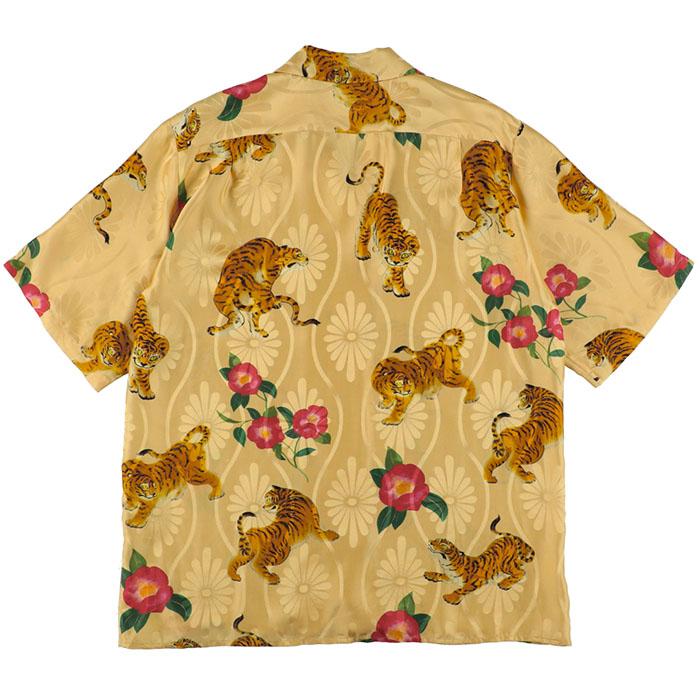 ニポアロハ NIPOALOHA SILK SHORT SLEEVE ALOHA SHIRT TIGER CAMELLIA x YELLOW NIPOALOHA-N26-SSH01の画像