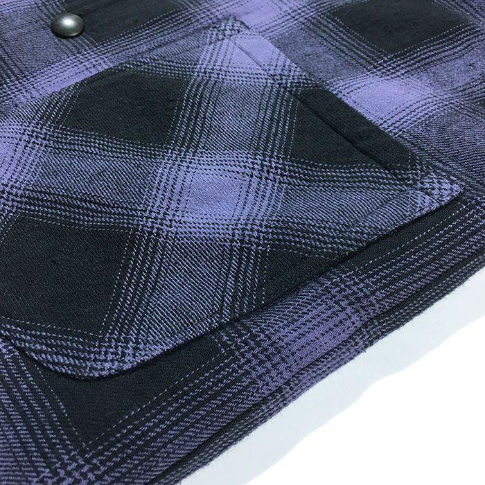 【SALE セール】TMT VINTAGE OMBRE CHECK BOA SHIRTS JACKET PURPLE tmt-TJK-F18IN01｜incense-web-shop｜08