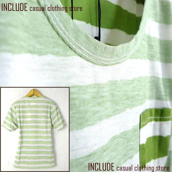 SALE 送料無料 ちびポケ付 ボーダー 裏プリント 半袖 Tシャツ カットソー メンズ リゾート 夏 |  | 02