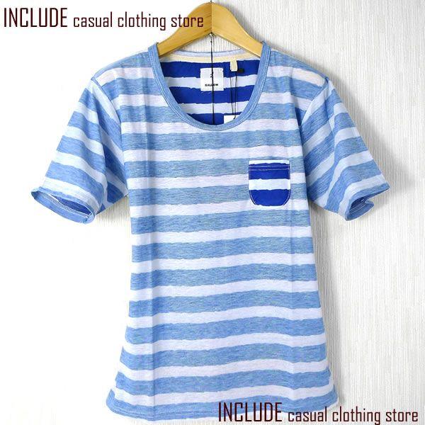 SALE 送料無料 ちびポケ付 ボーダー 裏プリント 半袖 Tシャツ カットソー メンズ リゾート 夏 |  | 03