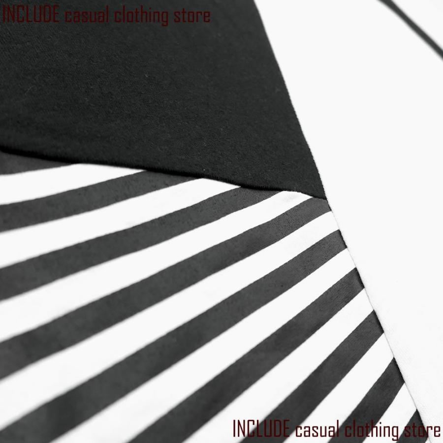 長袖Tシャツ クルーネック ロンＴ 切替 ４パネル ボーダー ジオメ モード黒 M 送料込クリックポスト |  | 03