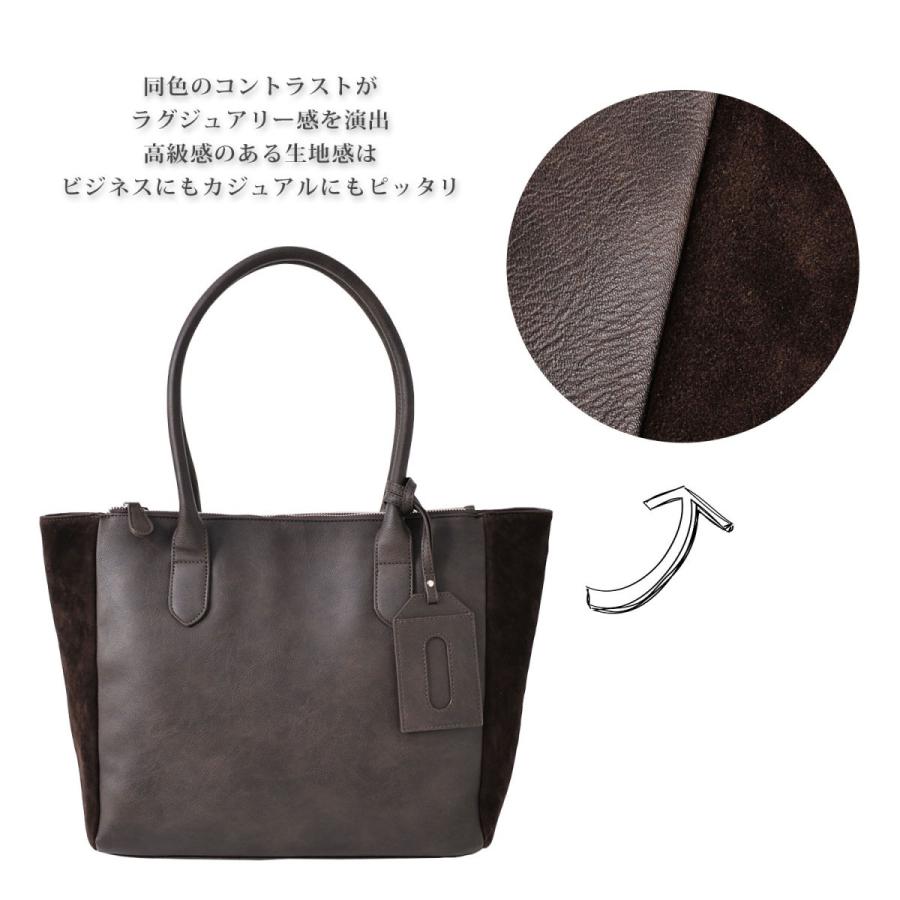 トートバッグ ツインZIP PUレザー スウェード ベロア スエードタッチ切替 多機能 ビジネス プレゼントお祝い 旅行 大容量 |  | 04