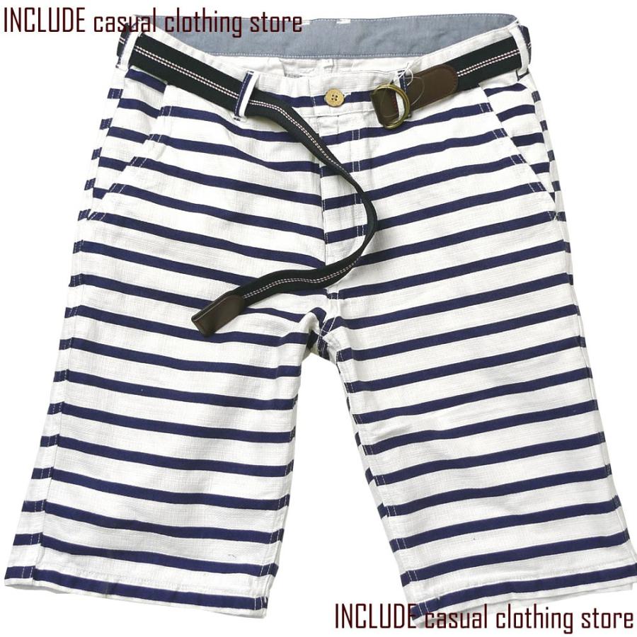 ショートパンツ ハーフパンツ ボーダー柄 リゾート ベルト付 短パン パンツ メンズ 南国 |  | 02