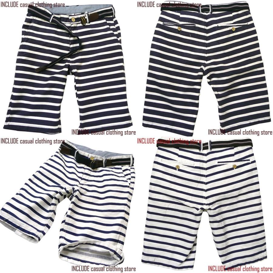 ショートパンツ ハーフパンツ ボーダー柄 リゾート ベルト付 短パン パンツ メンズ 南国 |  | 03
