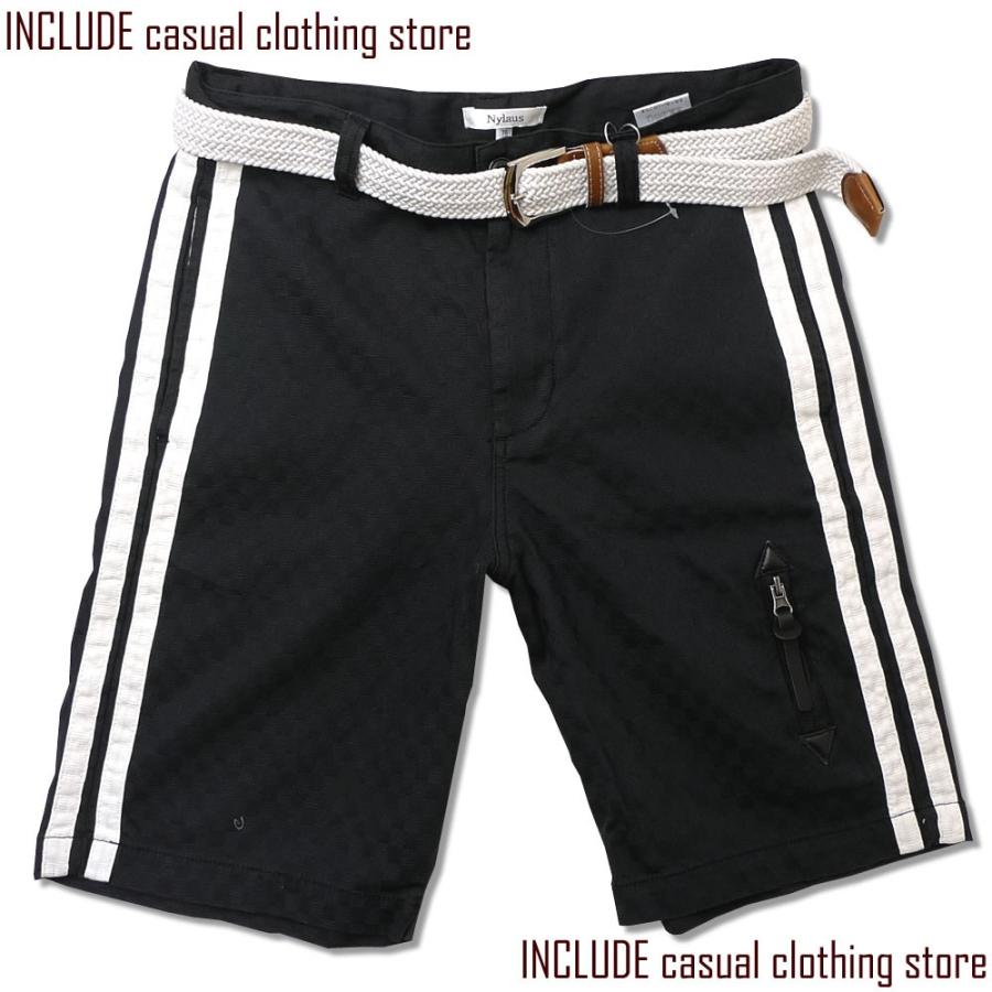 サイドライン ライン ショートパンツ ベルト付 ハーフパンツ 白 チャコール |  | 01