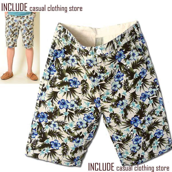 プリペラ 花柄 コットンリネン フラワー リゾート ショートパンツ メンズ　南国 アロハ |  | 01