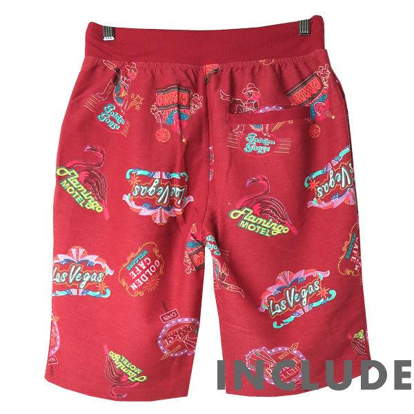ハーフパンツ ショートパンツ ネオン柄 アロハ柄 ラスベガス 短パン カジュアル ストリート系 赤 L 送料込 クリックポスト |  | 01