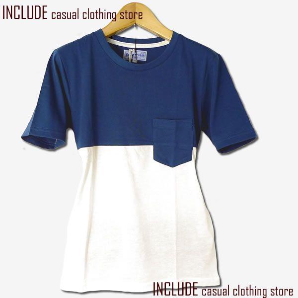 SALE 送料無料 バイカラー ポケット 半袖 Tシャツ クルーネック メンズ ツートン カットソー |  | 03