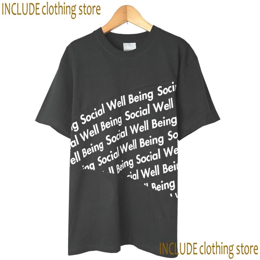 SALE 送料無料 オーバーサイズ ビッグシルエット 半袖カットソー  半袖T ロゴ 切替パターン メンズ 黒 白 |  | 05