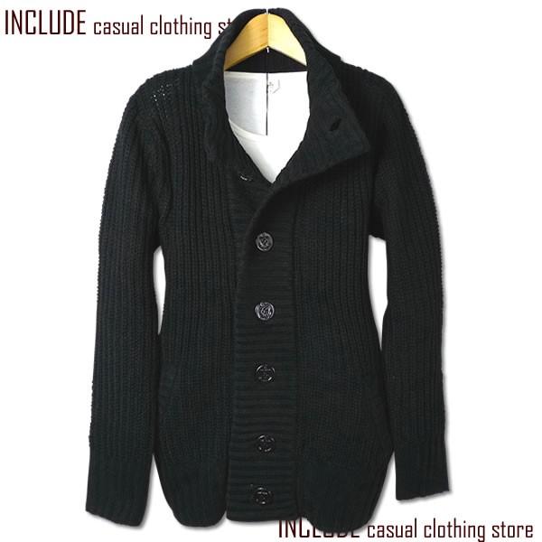ニットカーディガン ニットジャケット スタンドカラー ざっくりニット メンズ |  | 02