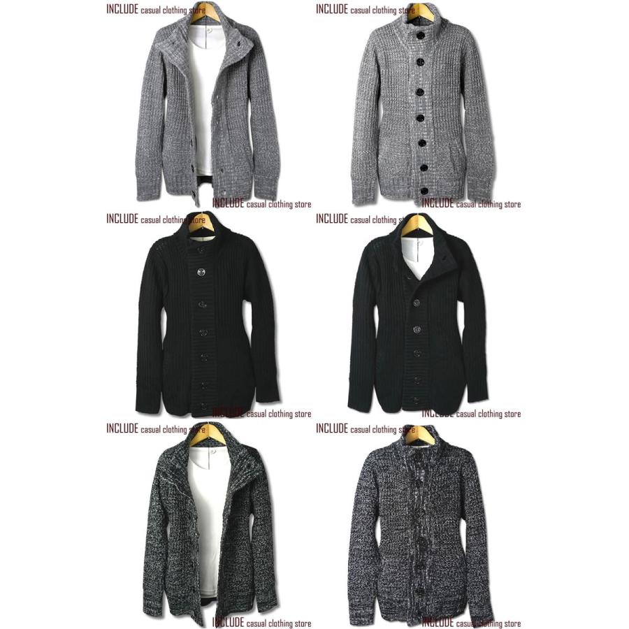 ニットカーディガン ニットジャケット スタンドカラー ざっくりニット メンズ |  | 04