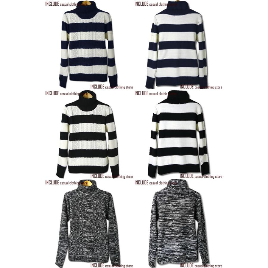 タートルネック ざっくりニット ニット セーター フィッシャーマン メンズ ボーダー |  | 04