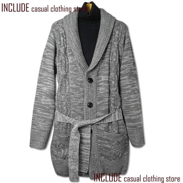 ニットトレンチコート ニットコート ジャケットコート ケーブル編み ハーフ丈 メンズ ショールカラー |  | 03