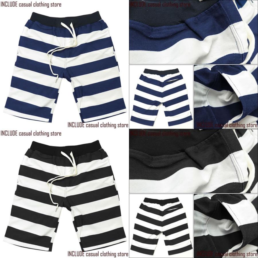 ボーダー ショートパンツ ハーフパンツ 短パン 太ボーダー メンズ ミニ 裏毛 南国 |  | 04