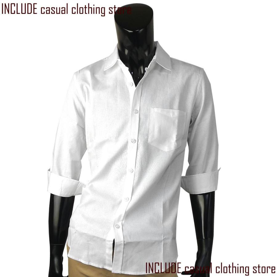 七分シャツ 七分袖 はんぱ袖 シャツ パナマ 麻混 綿麻 無地 メッシュ ブラック ホワイト |  | 02