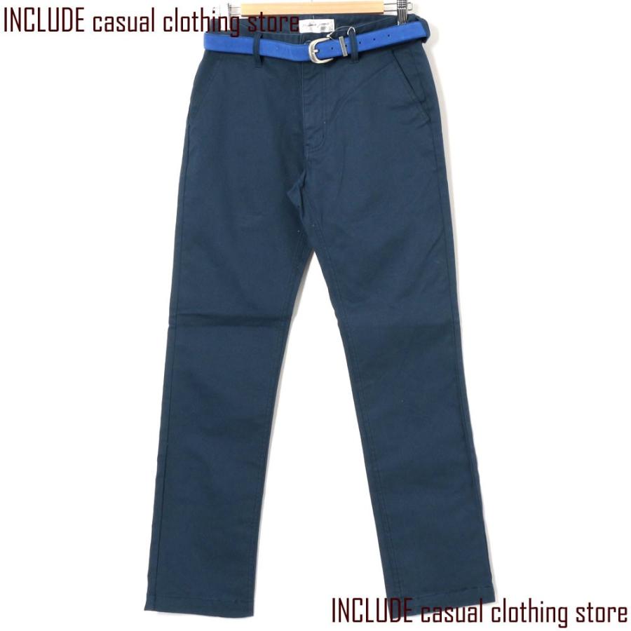 チノパン カラーパンツ ベルト付 ストレッチ 伸縮 メンズ 長ズボン ロングパンツ 無地 |  | 02