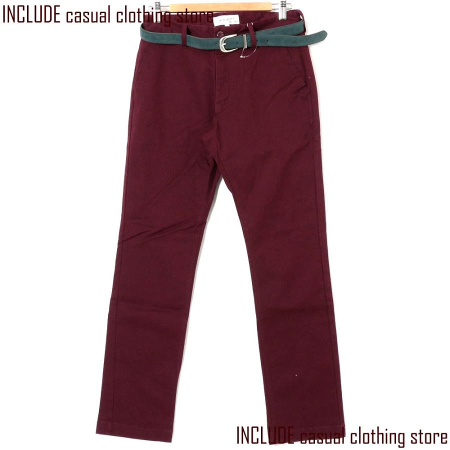 チノパン カラーパンツ ベルト付 ストレッチ 伸縮 メンズ 長ズボン ロングパンツ 無地 |  | 03
