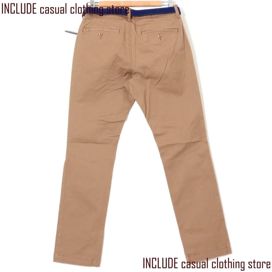チノパン カラーパンツ ベルト付 ストレッチ 伸縮 メンズ 長ズボン ロングパンツ 無地 |  | 04