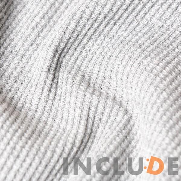 ヘンリーネック ワッフル ロングTシャツ　サーマル ロンＴ 長袖Tシャツ 起毛 スムース カットソー 黒 白グレー |  | 07