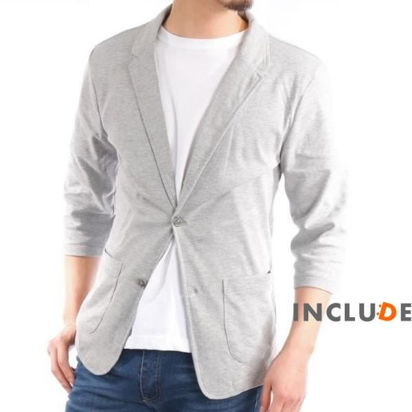 7分袖 半端袖 テーラードジャケット カットテーラー テーラード ジャケット 薄手 2ボタン ストレッチ メンズ |  | 01