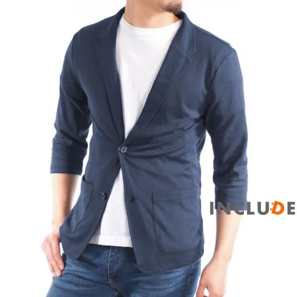 7分袖 半端袖 テーラードジャケット カットテーラー テーラード ジャケット 薄手 2ボタン ストレッチ メンズ |  | 04