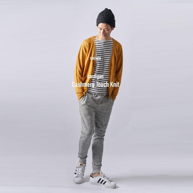 カシミヤタッチ カーディガン メンズ Vネック ボーダー セーター 長袖 無地 |  | 06