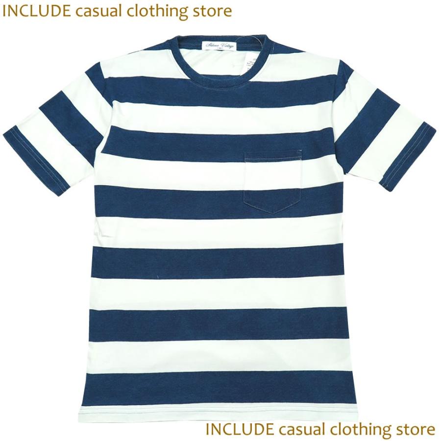 SALE 送料無料 半袖Ｔ インディゴ カットデニム 太ボーダー プリント ブリーチ 春 夏 |  | 01